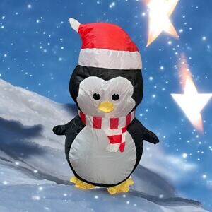 22" Christmas Penguin Inflatable Tabletop Decor Airdorable Airblown USB Mantel